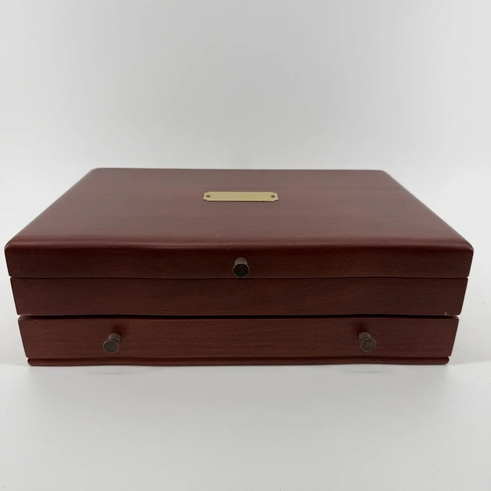 Eureka Mfg Co Flatware Chest Brown Solid Wood Reed Barton 623 Drawer